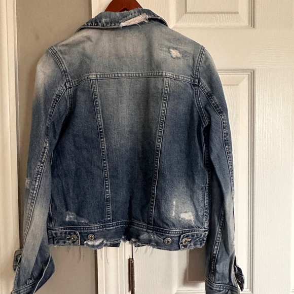 AG Adriano Goldschmied XS Distressed Denim Jacket Blue Light Wash - Picture 3 of 12